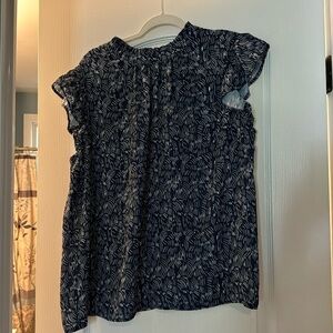 Blue blouse, short sleeve with tie back